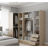 Dmora Kleiderschrank Succiso, Eckschrank für Schlafzimmer, Eckschrank mit 5 Flügeltüren, 214x91h184 cm, Eiche