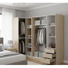 Dmora Kleiderschrank Succiso, Eckschrank für Schlafzimmer, Eckschrank mit 5 Flügeltüren, 214x91h184 cm, Eiche