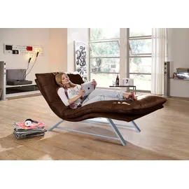 W.Schillig Relaxliege daily dreams Leder 95 x 91 x 170 cm Braun mit Kissen