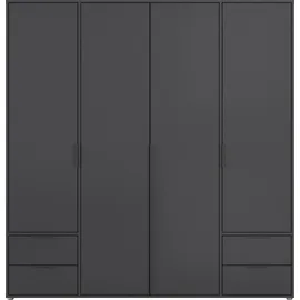 Rauch Drehtürenschrank RAUCH "Kleiderschrank Schrank Garderobe Wäscheschrank NAGATA viel Stauraum", grau (graumetallic), B:187cm H:194cm T:53cm, Holzwerkstoff, Schränke, Drehtürenschrank, mit Schubladen sowie Stangengriffen TOPSELLER MADE IN GERMANY