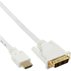 InLine HDMI-DVI Kabel - weiß / gold - HDMI Stecker auf DVI 18+1 Stecker - 5m