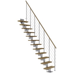 DOLLE Mittelholmtreppe »Dublin«, eichenholz, 14 Stufen, bis 337cm Raumhöhe - grau