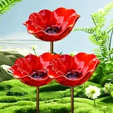 2026 Neu Metall Blumen Gartenstecker Vogeltränke, Vogeltränke Blumenstecker, Trinkschale Vögel, Handmade Metal Flower Garden Stake for Garden, Wassertränke Für Vögel, Bienens (3PC-C)