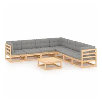 vidaXL 8-tlg. Garten-Lounge-Set mit Kissen grau