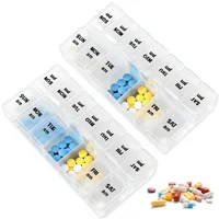 MYLERCT 2 Stücke Medikamentenbo x Groß, Pillenbox 7 Tage 2 Fächer mit Unabhängigen Fächern, Tablettenbox 7 Tage Morgens Abends - Transparent für Tabletten, Fischöl, Vitamin