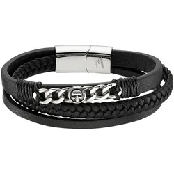 Lederarmband »Schmuck Geschenk Armband Panzerkette Totenkopf, B4092B/20/00/21«, 55085942-0 edelstahlfarben-schwarz