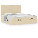 vidaXL Ottoman-Bett mit Matratzen Creme 200x200 cm Stoff