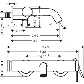 Hansgrohe Tecturis S Aufputz, mattschwarz