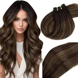 Vivien Echthaar Tressen Extensions Remy Tressen Echthaar Extensions Schwarz Ombre Kastanienbraun Extensions Echthaar Tressen 40cm 100g #1B/6/1B