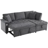 Redom Eckschlafsofa, Dunkelgrau, Textil, 130x84x209 cm, Wohnzimmer, Sofas & Couches, Schlafsofas