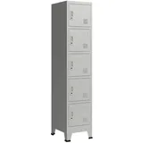 [en.casa] Schließfachschrank Stahl 180x38x45 cm Grau 5 Türen abschließbar