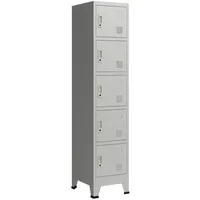 [en.casa] Schließfachschrank Stahl 180x38x45 cm Grau 5 Türen abschließbar