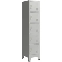 [en.casa] Schließfachschrank Stahl 180x38x45 cm Grau 5 Türen abschließbar