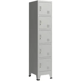 [en.casa] Schließfachschrank Stahl 180x38x45 cm Grau 5 Türen abschließbar