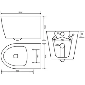 Kronenbach Tube Wand-WC mit WC-Sitz Weiß