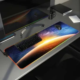 CSL RGB Gaming Mauspad, Gaming Mauspad - 800 x 300 mm XL Mousepad - LED Multi Color, Stars & Mars