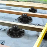 Fiqops Stelzenlager 30-60 MM für Terrassendielen Außen aus WPC Holz Höhenverstellbares Kunststoff Unterkonstruktion Terrasse Gartenhaus Komplett...