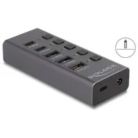 Delock USB 5 Gbps Hub mit 2 x USB Typ-A und 2 x USB Type-C Buchse 1 (3.1 Gen 1) 5000 Mbit/s Grau