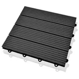 euroharry WPC-Fliesen 2m2 WPC Fliesen 3D Maserung anthrazit Holz Terrassenfliesen Boden grau 300 mm x 300 mm