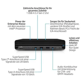 HP Elite Mini 800 G9 Intel Core i9 14900T 5,1 GHz 64 GB RAM 1 TB SSD
