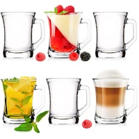 PLATINUX Latte-Macchiato-Glas Teegläser mit Griff, Glas, Kaffeegläser Set 150ml (max. 210ml) Glastassen Dessertglas Teetasse weiß
