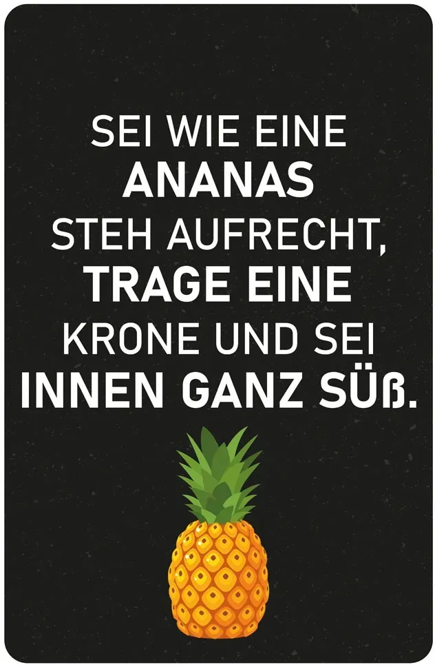 Metallbild QUEENCE "Ananas", weiß (farbe bild(er): weiß), B:30cm H:20cm, Metall, Stahl, Bilder, Stahlschild, Blechschild, Sprüche, Texte, witzig