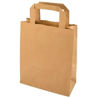 Papstar 50 Tragetaschen, Papier 22 x 18 x 10 cm braun mit Tragegriff