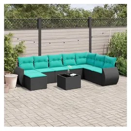 vidaXL Gartensofa-Set 9-tlg. schwarz/blau