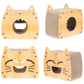 Coil Kratztonne, Katzenhöhle, Katzenkratzbaum, Katzenbett, Katzenliege, Umweltfreundliches Bett, Kratzpappe, MDF, Höhe: 40 cm
