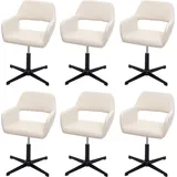 Hhg - 6er-set Esszimmerstuhl 501 Iv, Stuhl Küchenstuhl, Retro Höhenverstellbar Drehmechanismus Kunstleder Creme, Fuß Schwarz