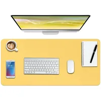 Boutilon Schreibtischunterlage aus Leder, rutschfestes Mauspad, Laptop-Schreibtischunterlage, Büro-Mauspad, wasserdicht, Leder-Schreibtischunterlage für Büro und Zuhause (XL, Gelb, 90 x 40 cm)