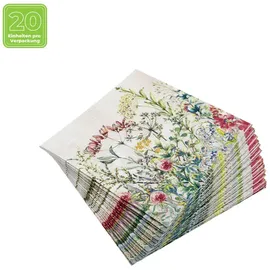 Home fashion Lunchservietten „Wild Meadow“, 33x33 cm, 3-lagig, Home Fashion®, 20 Stück