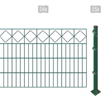 Arvotec Doppelstabmattenzaun »ESSENTIAL 80 zum Aufschrauben "Karo" mit Zierleiste«, Zaunhöhe 80 cm, Zaunlänge 2 - 60 m 79263630-0 dunkelgrün H/L: 80 cm x 48 m