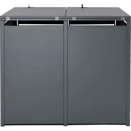 Mendler Mülltonnenbox HWC-J81 2er Metall 50 kg gold