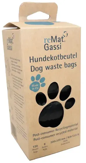 Hundekotbeutel Natura Biomat reMat HDPE 120 Stück schwarz 8 Rollen/Box, Material aus 100 % Recycling, 220 x 320 mm