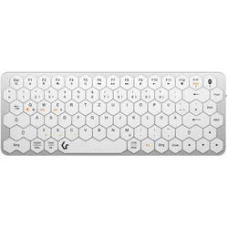 KeySonic KSK-5020BT-S Bluetooth-Tastatur (DE-Layout) [Mini Tastatur mit wabenförmigen Tasten, Multimediatasten, Aluminium, Silber/Weiß]