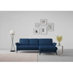Ecksofa SIT & MORE "Fashion L-Form", blau, B:253cm H:84cm T:165cm, Sofas, wahlweise mit Kopfteilverstellung und Vorziehsitz, motorisch