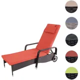 Poly-Rattan Sonnenliege Carrara, Relaxliege Gartenliege Liege, Alu ~ anthrazit, Kissen terracotta