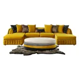 JV Möbel Großer gelber Ecksofa in U-Form Stoff-Polstersofa Hochwertige Wohnzimmermöbel,