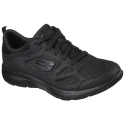 Sneaker SKECHERS "SUMMITS-SUITED", Damen, Gr. 42, schwarz, Leder, Textil, sportlich, Schuhe, Freizeitschuh, Trainingsschuh, Schnürschuh mit weicher Polsterung, Topseller