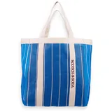 Scotch & Soda Shopper Striped Beach Bag Aqua Blue Stripe