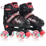 ERNAN Rollschuhe Kinder Verstellbar.komfortabl LED Rollerskates für Jugendliche und Anfänger.4 Größen verstellbar,Rollschuhe für Mädchen,Jungen und Anfänger (RED, M)