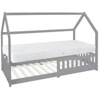 ML-Design Hausbett ML-Design 90 x 200 cm Kiefer grau