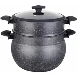 Couscoussiere 28 cm – 12 Liter - Hochwertiger Dampftopf mit Marmorbeschichtung,