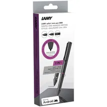 Lamy safari twin pen EMR all black (PC/EL Spitze) – 2-in-1 Stylus Pen für viele Android-Geräte & Kugelschreiber in Einem – mit ergonomischem Griff – Schreiben & Zeichnen auf digitalen Medien & Papier