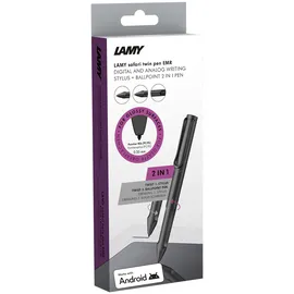 Lamy safari twin pen EMR all black (PC/EL Spitze) – 2-in-1 Stylus Pen für viele Android-Geräte & Kugelschreiber in Einem – mit ergonomischem Griff – Schreiben & Zeichnen auf digitalen Medien & Papier