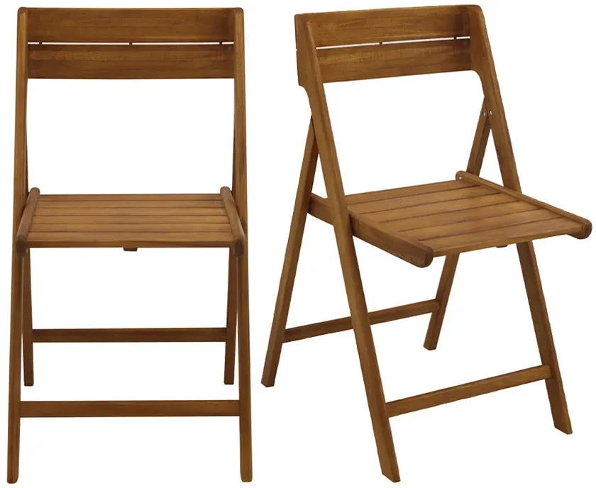 Chaises de jardin pliantes en bois massif (lot de 2) DIEGO