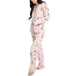 PJ Salvage Playful Prints Long Pyjamas Rosa Muster Medium Damen