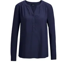 GOLDNER Elegante Viskosebluse mit V-Ausschnitt Blau 42