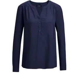 GOLDNER Elegante Viskosebluse mit V-Ausschnitt Blau 42